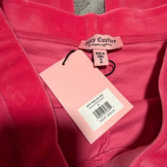 Juicy Couture Hot Pink Velour Rhinestone Tracksuit Set Size Small - Picture 7 of 7